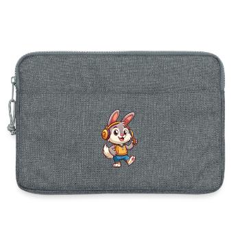 Kaninchen Lustige Zeichentrickfigur Kopfhörer Musik - Laptoptasche 13" - Grau meliert - Vorne