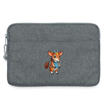 Okapi Funny Cartoon Character Musique de casque - Sacoche pour ordinateur portable 13 pouces - gris chiné - Devant