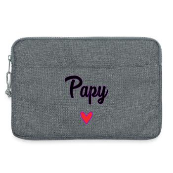PAPY. PAPA. FÊTE DES PÈRES. BONNE FÊTE PAPA - Sacoche pour ordinateur portable 13 pouces - gris chiné - Devant