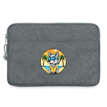 Wolf Lustige Cartoon Sommer Strand Sonnenbrille Aufkleber - Laptoptasche 13" - Grau meliert - Vorne