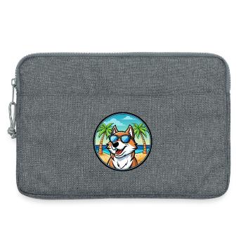Sibirische Trikolore Hunderasse Cartoon Beach - Laptoptasche 13" - Grau meliert - Vorne