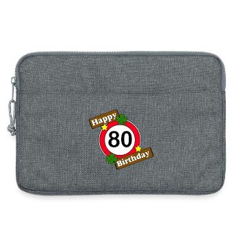 80e anniversaire , Joyeux anniversaire 80 (25) - Sacoche pour ordinateur portable 13 pouces - gris chiné - Devant