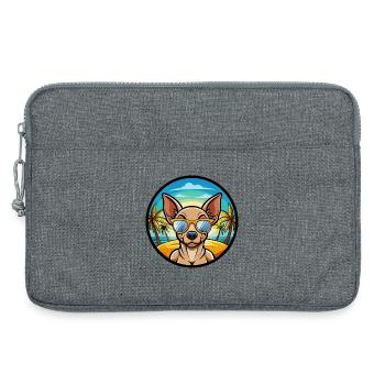 Mexican Hairless Dog Breed Cartoon Sunglass Beach - Laptop bag 13" - heather grey - Front