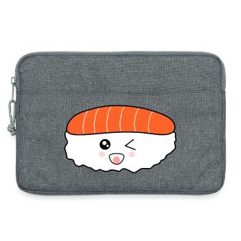 Cuisine kawaii, cuisine japonaise, poisson japonais - Sacoche pour ordinateur portable 13 pouces - gris chiné - Devant