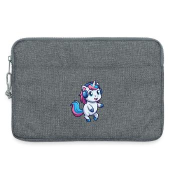 Licorne Funny Cartoon Character Casque Musique - Sacoche pour ordinateur portable 13 pouces - gris chiné - Devant