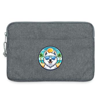 Japanischer Spitz Hund Rasse Cartoon Sonnenbrille Strand - Laptoptasche 13" - Grau meliert - Vorne