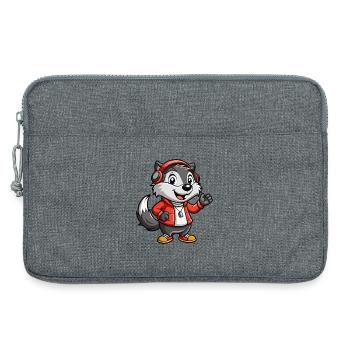 Dachs Lustige Zeichentrickfigur Kopfhörer Musik - Laptoptasche 13" - Grau meliert - Vorne