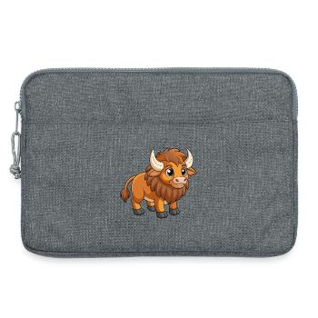 Bison Niedliche Maskottchen Zeichentrickfigur Kawaii - Laptoptasche 13" - Grau meliert - Vorne