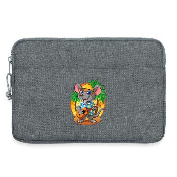 Drôle Rat Dessin Animé Plage D’été Lunettes De Soleil Guitare - Sacoche pour ordinateur portable 13 pouces - gris chiné - Devant
