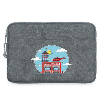 Hélicoptère et camion de pompiers - Sacoche pour ordinateur portable 13 pouces - gris chiné - Devant