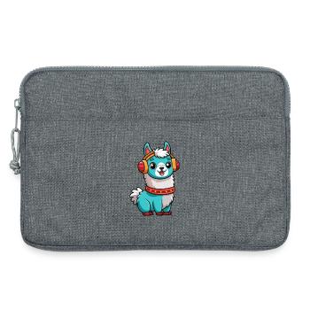 Lama Funny Cartoon Character Casquephone Musique - Sacoche pour ordinateur portable 13 pouces - gris chiné - Devant