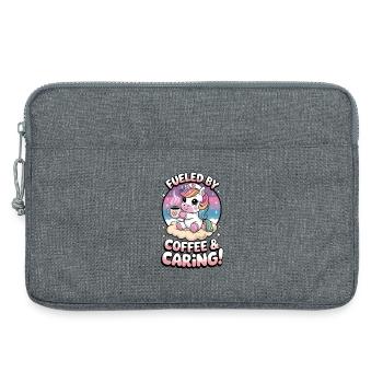 Fueled By Coffee & Caring! - Laptop bag 13" - heather grey - Front