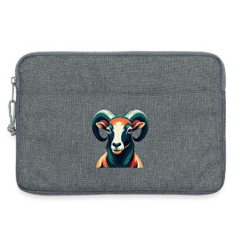 Ram Cartoon Figur Buntes Haustier Tier - Laptoptasche 13" - Grau meliert - Vorne