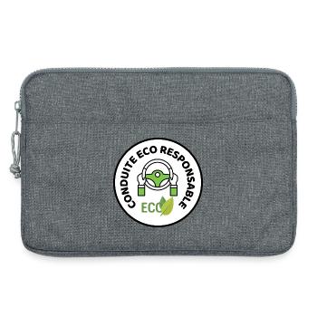 Umweltbewusstes Fahren - Aufkleber - Laptoptasche 13" - Grau meliert - Vorne