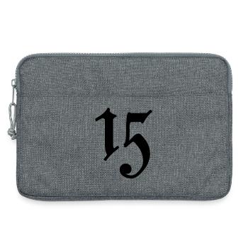 15. 15 ANS. 15e ANNIVERSAIRE. ANNIVERSAIRE 15 ANS. - Sacoche pour ordinateur portable 13 pouces - gris chiné - Devant
