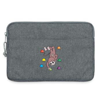 Singe sur le mur d'escalade - escalade - cadeau - Sacoche pour ordinateur portable 13 pouces - gris chiné - Devant