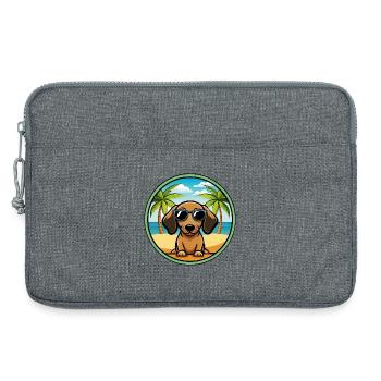 Miniatur Dackel Hund Rasse Cartoon Sonnenbrille - Laptoptasche 13" - Grau meliert - Vorne