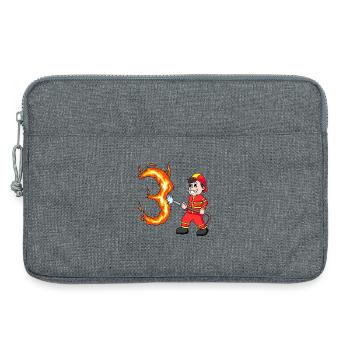 3ème anniversaire cadeau des pompiers de 3 ans - Sacoche pour ordinateur portable 13 pouces - gris chiné - Devant