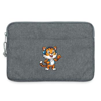 Tiger Funny Cartoon Character Musique de casque - Sacoche pour ordinateur portable 13 pouces - gris chiné - Devant