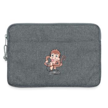 Monkey joue à des jeux vidéo - Sacoche pour ordinateur portable 13 pouces - gris chiné - Devant