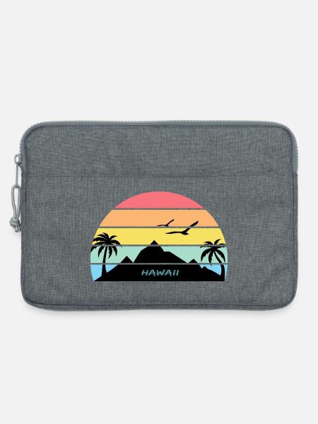 Hawaii Sonnenuntergang Silhouette Souvenir Palmen - Laptoptasche 13" - Grau meliert
