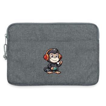 Schimpanse Lustige Cartoon Figur Kopfhörer Musik - Laptoptasche 13" - Grau meliert - Vorne