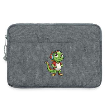 Iguane Funny Cartoon Character Musique de casque - Sacoche pour ordinateur portable 13 pouces - gris chiné - Devant