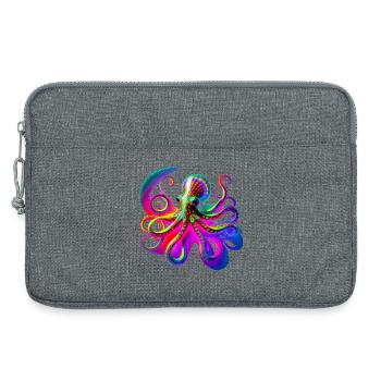 Psychedelischer Neon-Oktopus - Laptoptasche 13" - Grau meliert - Vorne