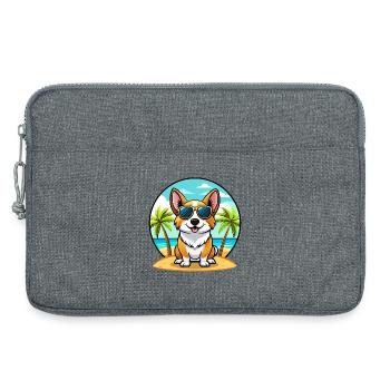 Strickjacke Welsh Corgi Hund Rasse Cartoon Sonnenbrille - Laptoptasche 13" - Grau meliert - Vorne