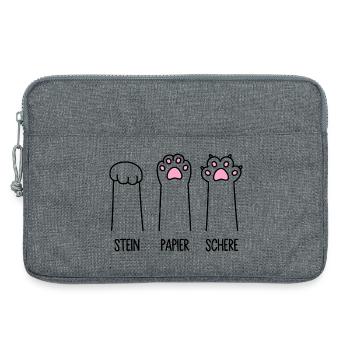 Stein Papier Schere Katze Pfote Spiel Katzenpfoten - Laptoptasche 13" - Grau meliert - Vorne