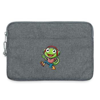 Frosch Lustige Cartoon Figur Kopfhörer Musik - Laptoptasche 13" - Grau meliert - Vorne
