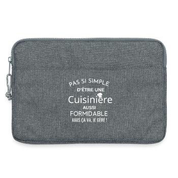 Tablier de cuisine humour pas si simple d’être.. - Sacoche pour ordinateur portable 13 pouces - gris chiné - Devant