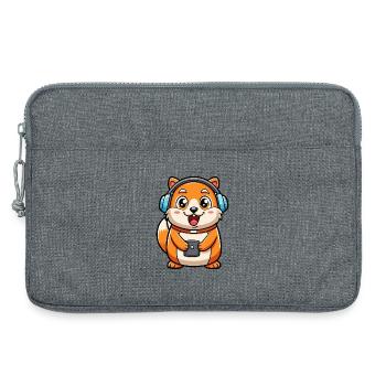 Hamster Lustige Zeichentrickfigur Kopfhörer Musik - Laptoptasche 13" - Grau meliert - Vorne