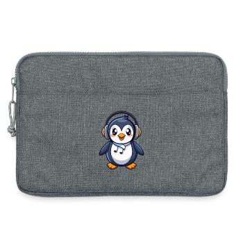 Pinguin Lustige Zeichentrickfigur Kopfhörermusik - Laptoptasche 13" - Grau meliert - Vorne
