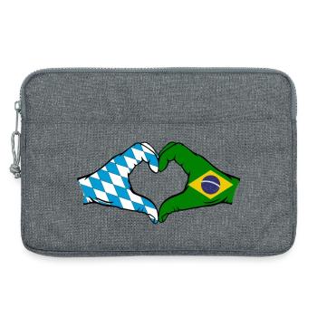 Bavière, Brésil, Drapeau, Mains, Forme Coeur - Sacoche pour ordinateur portable 13 pouces - gris chiné - Devant