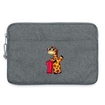1. Geburtstag Giraffe 1.Klasse Geschenk - Laptoptasche 13" - Grau meliert - Vorne