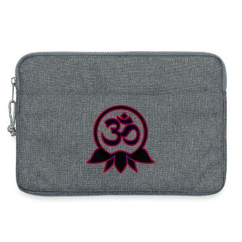 Om Mani Padme Hum Buddha Mantra Mandala Neon Blau - Laptoptasche 13" - Grau meliert - Vorne
