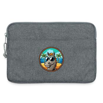 Cheval Drôle Dessin Animé Plage D’été Lunettes De Soleil Cool - Sacoche pour ordinateur portable 13 pouces - gris chiné - Devant