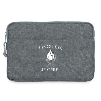 T’inquiète je gère tablier de cuisine humour - Sacoche pour ordinateur portable 13 pouces - gris chiné - Devant