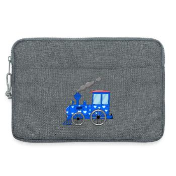 Kinderzug Eisenbahn blau mit Herzen - Laptoptasche 13" - Grau meliert - Vorne