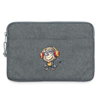 Pavian Lustige Cartoon Figur Kopfhörer Musik - Laptoptasche 13" - Grau meliert - Vorne