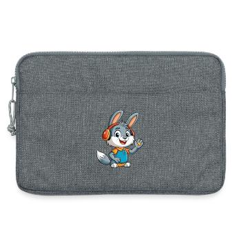 Kaninchen Lustige Cartoon Figur Kopfhörer Musik - Laptoptasche 13" - Grau meliert - Vorne