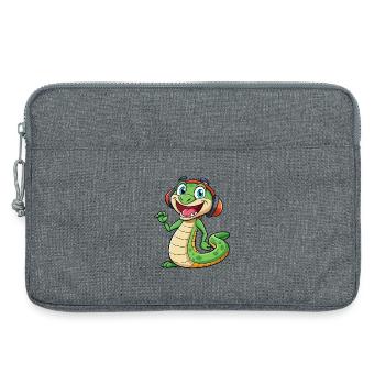 Schlange Lustige Zeichentrickfigur Kopfhörer Musik - Laptoptasche 13" - Grau meliert - Vorne