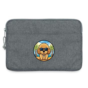 Toy Poodle Dog Breed Cartoon Sunglasses Beach - Laptop bag 13" - heather grey - Front