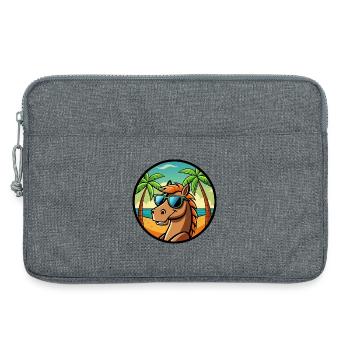Cheval Drôle Dessin Animé Plage D’été Lunettes De Soleil Cool - Sacoche pour ordinateur portable 13 pouces - gris chiné - Devant