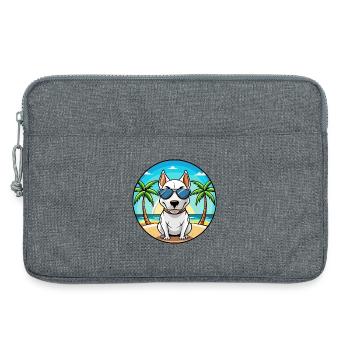 Bull Terrier Miniature Dog Breed Cartoon Beach - Laptop bag 13" - heather grey - Front