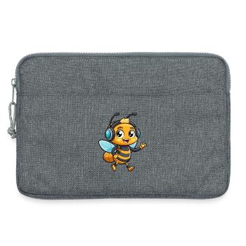 Bee Funny Cartoon Character Headphone Music - Laptop bag 13" - heather grey - Front