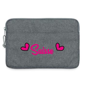 SUISSE. HUMOUR. PAYS. DRAPEAU. GENEVE. LAUSANNE - Sacoche pour ordinateur portable 13 pouces - gris chiné - Devant