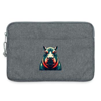 Nilpferd Cartoon Figur Buntes Haustier Tier - Laptoptasche 13" - Grau meliert - Vorne