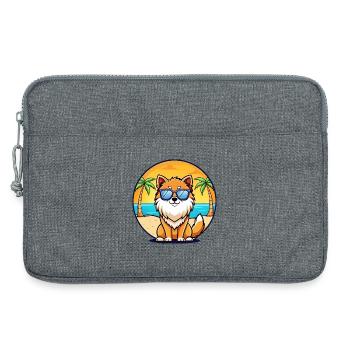 Loulou de Poméranie Spitz Chien Race Dessin Animé Lunettes De Soleil Plage - Sacoche pour ordinateur portable 13 pouces - gris chiné - Devant